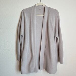 Lululemon Merino Wool-Blend Ribbed Long Wrap Sweater Light Grey Sz 10 Lounge